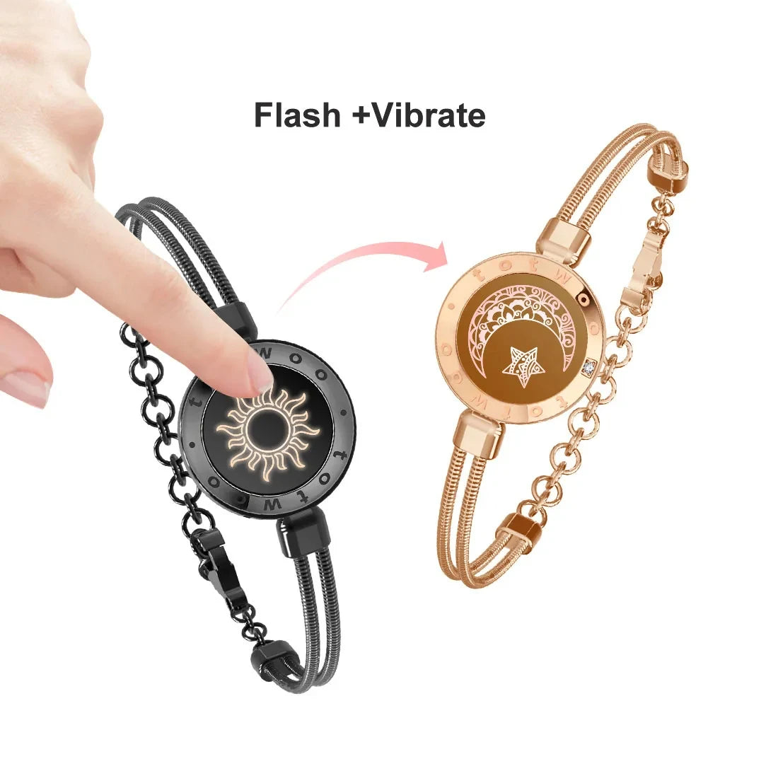 TOTWOO Long Distance Touch Bracelets for Couples ,Light Up&Vibration Relationship Gifts for Lovers Smart Jewelry Love Bracelets