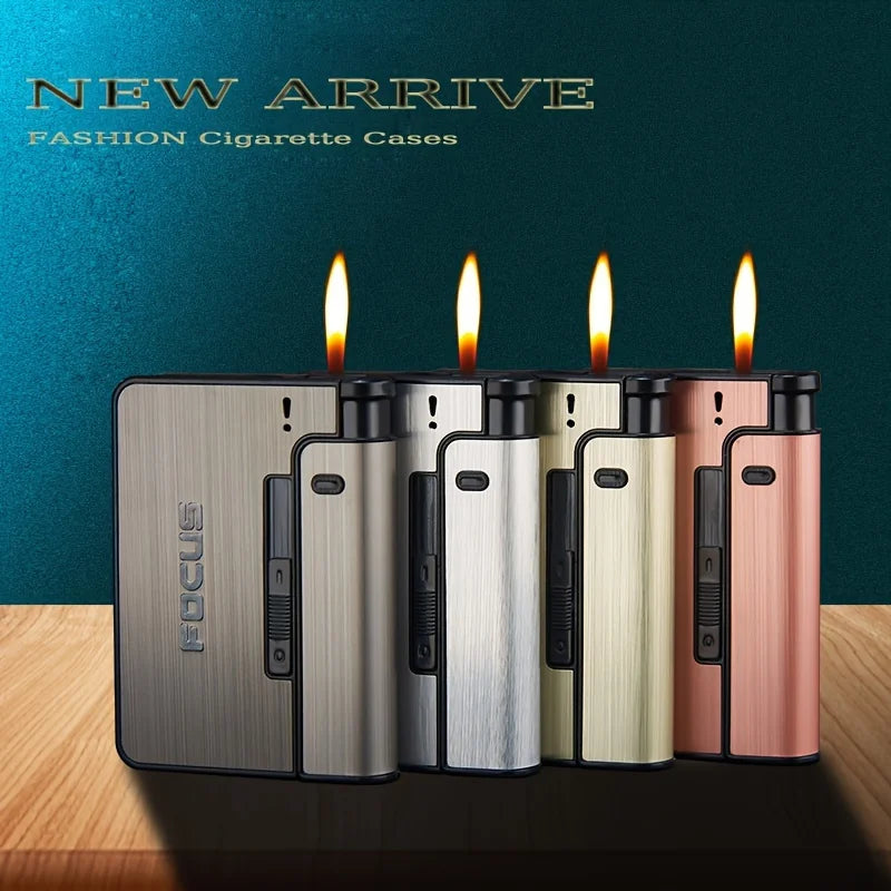 Portable Automatic Cigarette Case Metal Cigarette Boxes 10PCS Cigarette Holder Case Not Lighter Gadget for Men Christmas Gifts