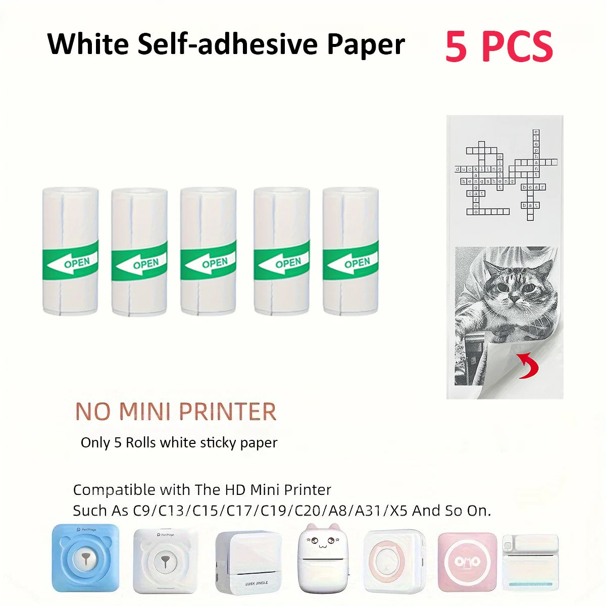 Mini Printer Portable Sticker Printer Mini Thermal Printer Compatible for Journal, Memo, Photo, Print Pod Gifts for Girls Kids