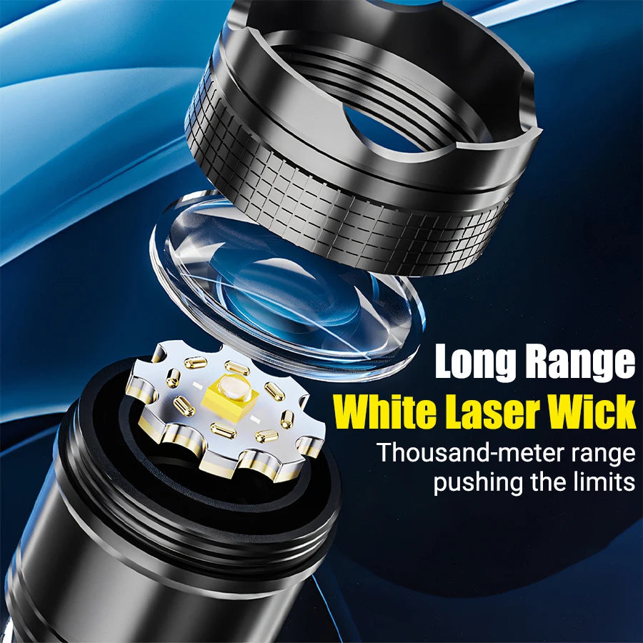 100000 Lumens Super Bright Long Range LED Flashlight Tactical Flashlight Outdoor Waterproof Flashlight Camping Lantern Torch