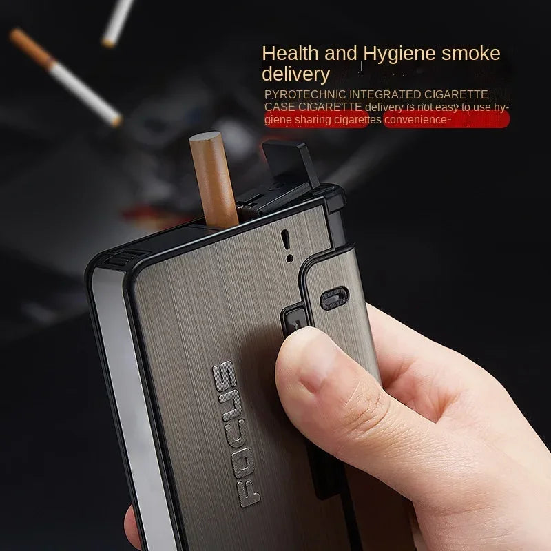 Portable Automatic Cigarette Case Metal Cigarette Boxes 10PCS Cigarette Holder Case Not Lighter Gadget for Men Christmas Gifts